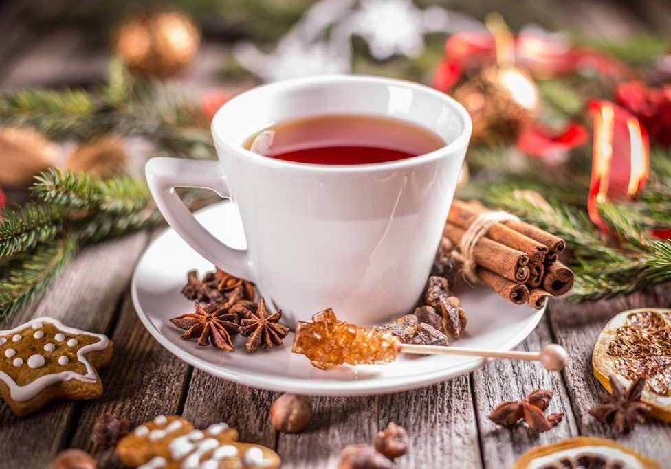 Mug of tea with Christmas decoration