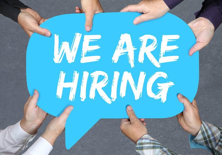 Group of people holding We are hiring jobs, job working recruitment employment business concept