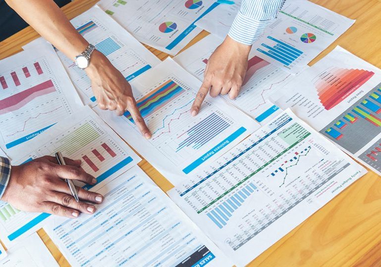 Business strategy team report chart, graph, infographic data analyze financial report plan. Hands team partner planning marketing finance statistics sale report with excel spreadsheet accountting